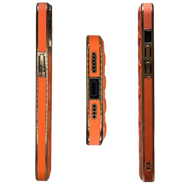 Telefoonhoesje, diamant gestikt veganistisch leer