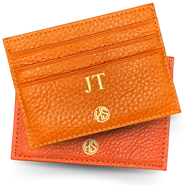 Leren kaarthouder met naam of initialen, 6 vakken