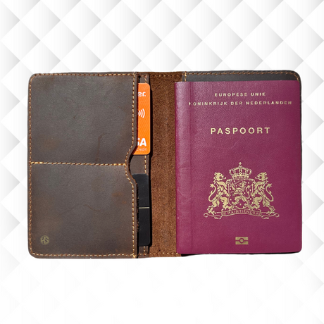 Passport Holder thick leather with name or initials