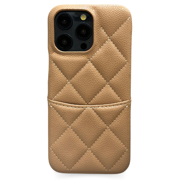 Phone case, diamond stitched vegan leather with card slot