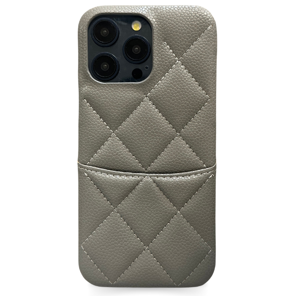 Vegan Leather Phone Case with Card Slot - Diamond Stitched - K-Studio Vegan Leather Phone Case with Card Slot - Diamond Stitched - K-Studio
