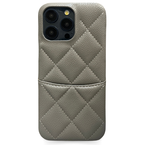 Phone case, diamond stitched vegan leather with card slot