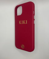 Onze Flagship leren telefoonhoes met naam of initialen