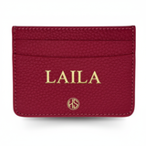 Enhanced burgundy cardholder with high-quality LAILA lettering