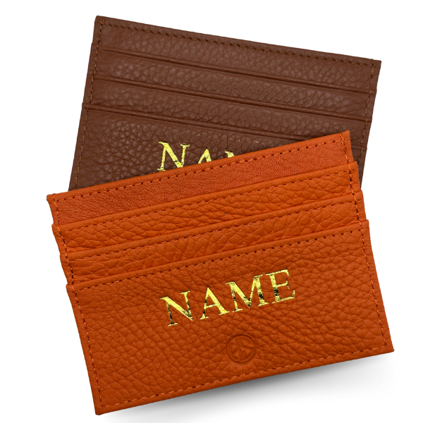 Leren kaarthouder met naam of initialen, 6 vakken
