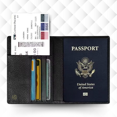 Passport Holder genuine pebble leather