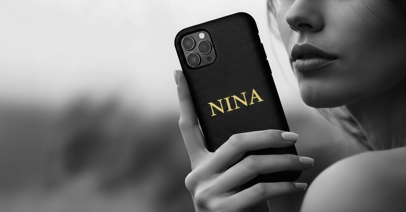 Repositioned phone case image with left text space