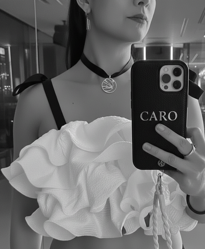 Onze Flagship leren telefoonhoes met naam of initialen